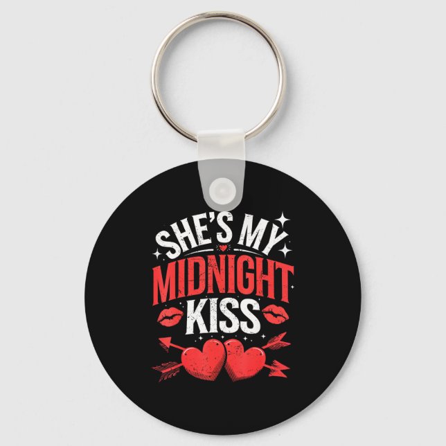Happy New Year Couples She's My Midnight Kiss Vale Keychain (Front)