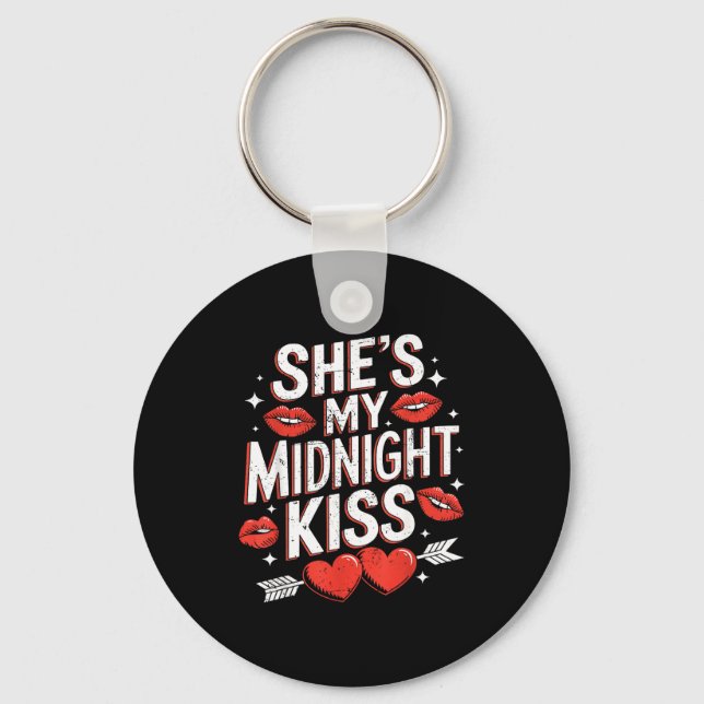 Happy New Year Couples She's My Midnight Kiss Vale Keychain (Front)
