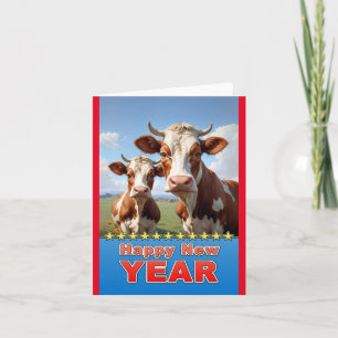 happy new year cows card