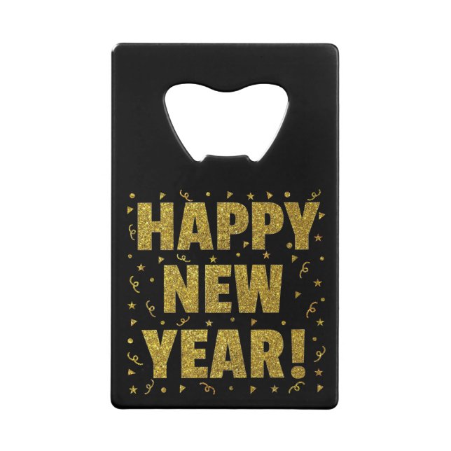 Happy New Year Credit Card Bottle Opener (Front)