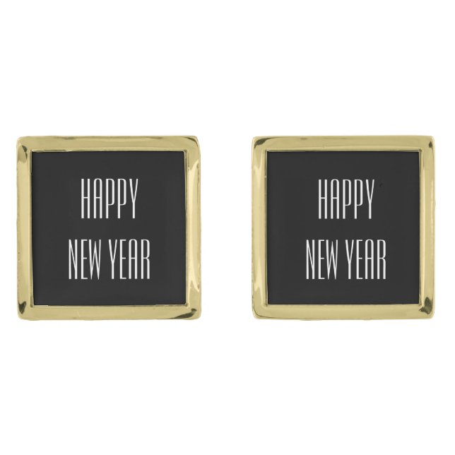 Happy New Year Cufflinks (Front)