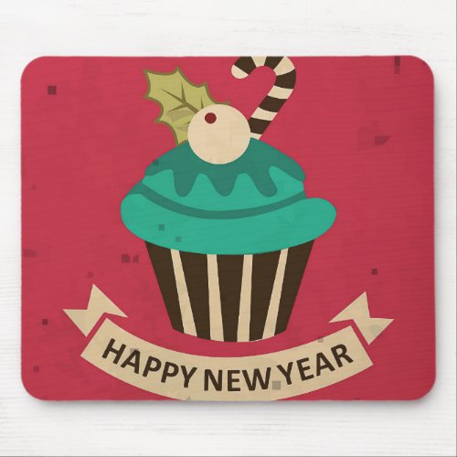 Happy New Year Cupcake Mouse Pad