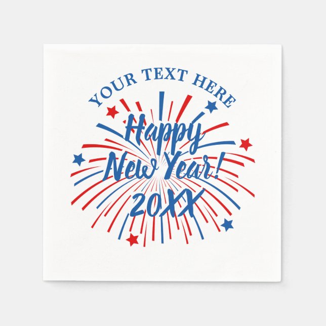Happy New Year custom cocktail party napkins (Front)