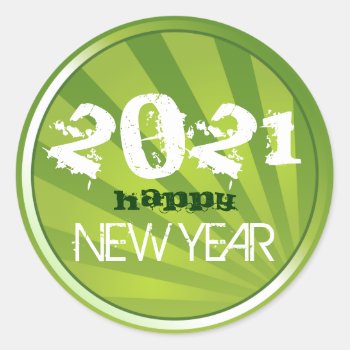 Happy New Year Customizable Classic Round Sticker by EveStock at Zazzle