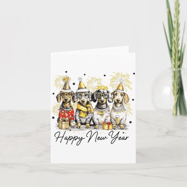 Happy New Year Dachshund Dog Lover 2026 New Year H Card (Front)
