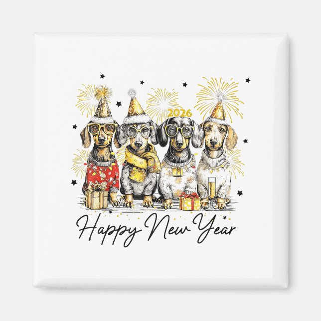 Happy New Year Dachshund Dog Lover 2026 New Year H Magnet (Front)
