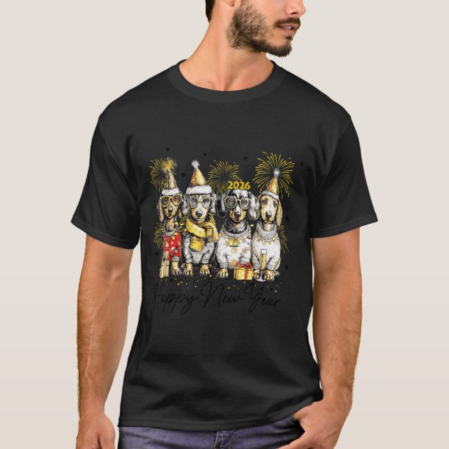 Happy New Year Dachshund Dog Lover 2026 New Year H T-Shirt (Front)