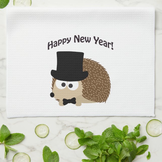 Happy New Year! Dapper Hedgehog Towel (Folded)