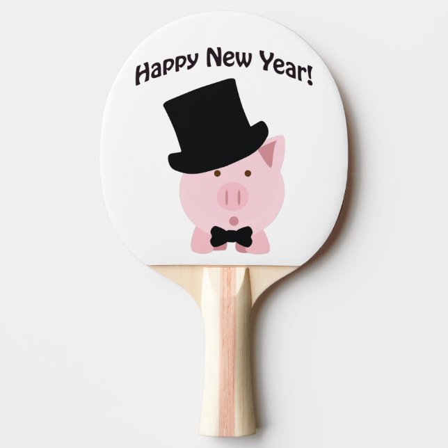 Happy New Year! Dapper Pig Ping-Pong Paddle (Front)