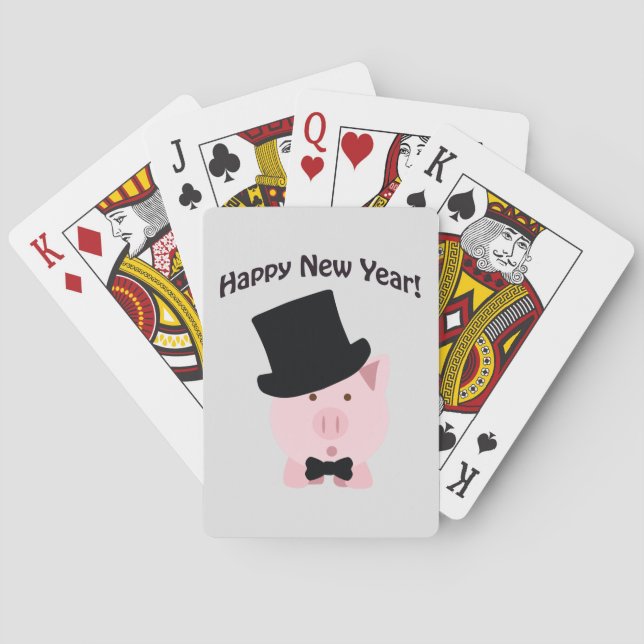 Happy New Year! Dapper Pig Poker Cards (Back)