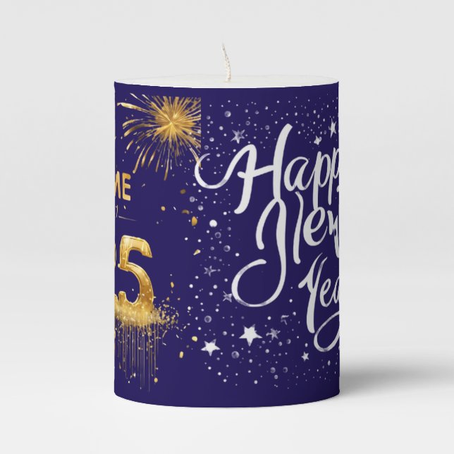 Happy New Year" Decorative Candle (Front)