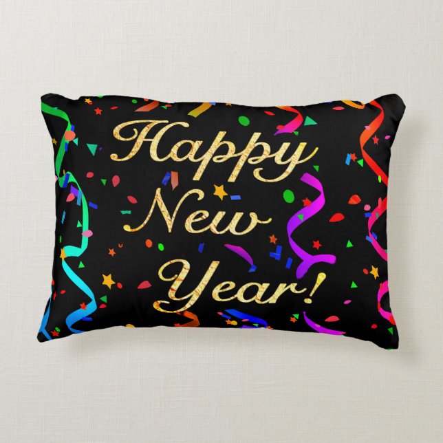 "Happy New Year!" Decorative Pillow (Back)