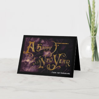 Happy New Year Deep Purple Greeting Cards