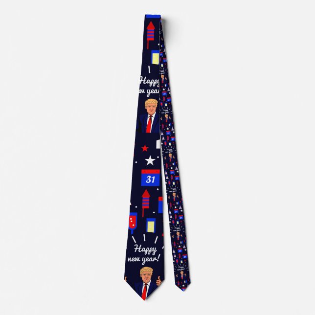 happy new year donald trump neck tie (Front)