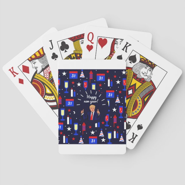 happy new year donald trump poker cards (Back)