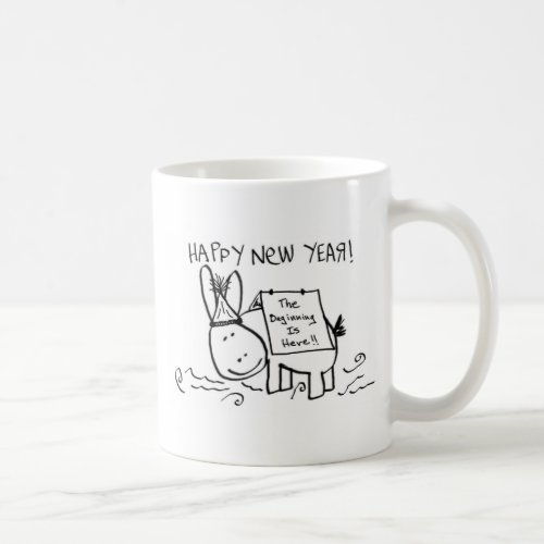happy new year donkey coffee mug