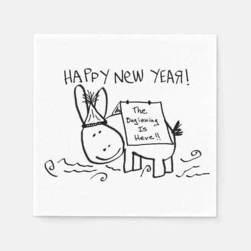 happy new year donkey paper napkins