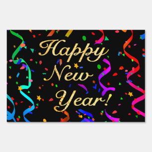 "Happy New Year!" (double-sided) yard sign