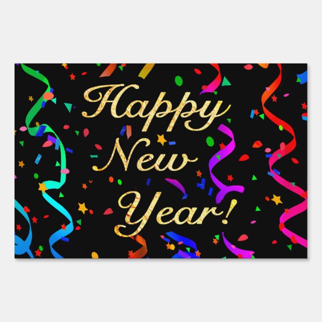 "Happy New Year!" (double-sided) yard sign (Front)