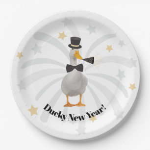 Happy New Year Duck Paper Plates