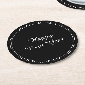 Happy New Year Elegant Black and White Milgrain