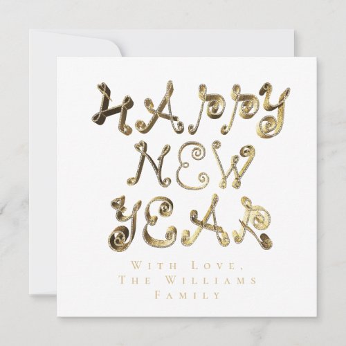 Happy New Year Elegant Gold Script Holiday Card