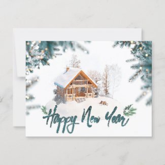 Happy new year elegant Holiday Postcard