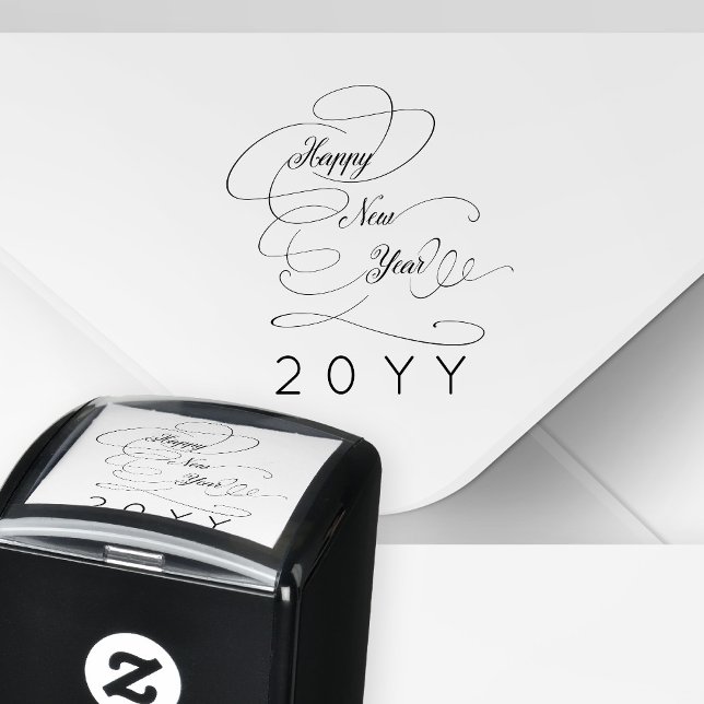 Happy New Year elegant script Self-inking Stamp (Creator Uploaded)
