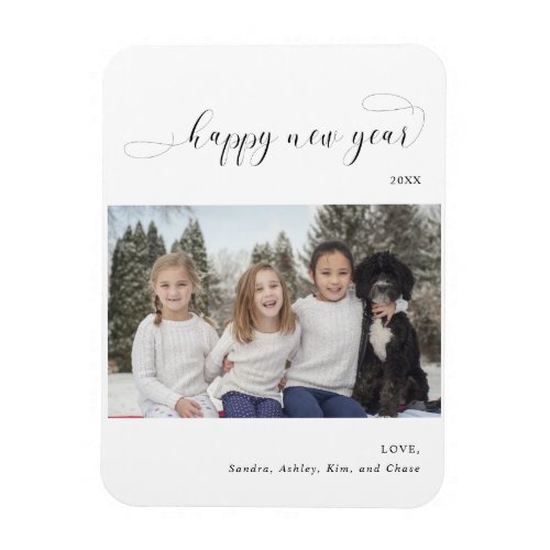 Happy New Year Elegant Script Swashes 1 Photo Magnet