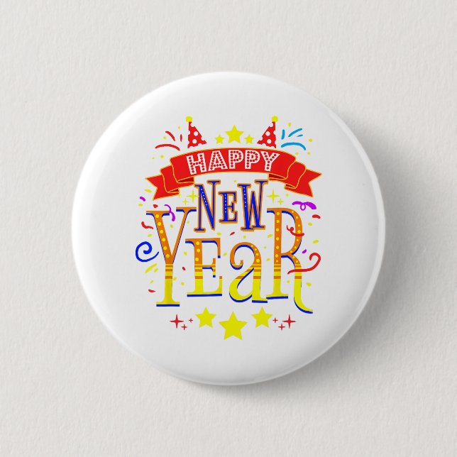 Happy New Year Eve Party 2025 Button (Front)