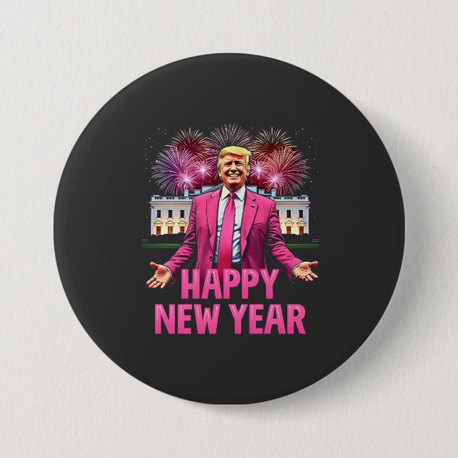 Happy New Year Eve Trump Resolution 2025 Button (Front)
