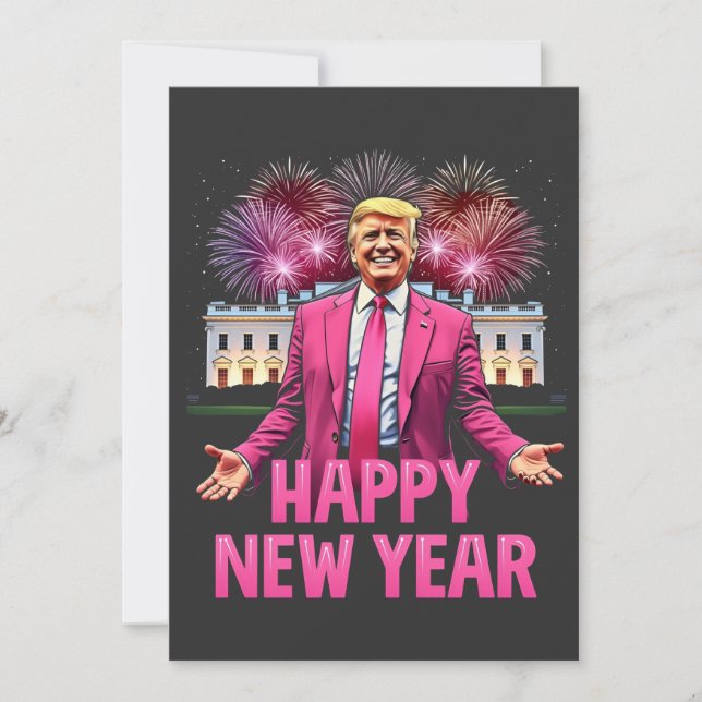 Happy New Year Eve Trump Resolution 2025 Thank You Card (Front)