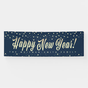 Happy New Year Family Navy Gold Large Banner