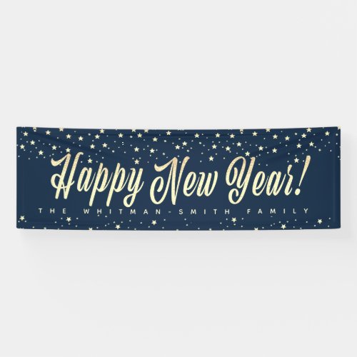 Happy New Year Family Navy Gold Large Banner