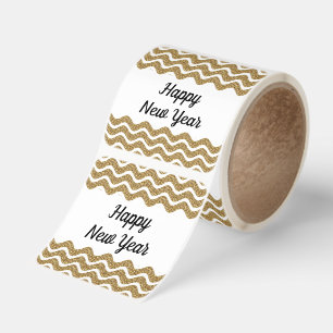 Happy New Year Faux Gold Glitter Square Sticker