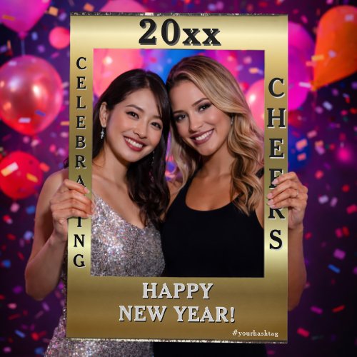 Happy New Year Faux Gold Selfie Frame
