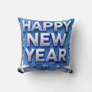 Happy New Year Featuring Disco Glamour Chrome Throw Pillow