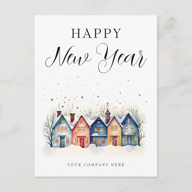 Happy New Year Festive Business Holiday Postcard (Front)