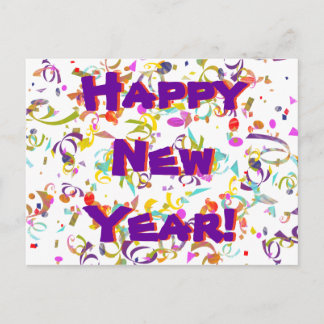 Happy New Year Festive Colorful Confetti Custom Postcard