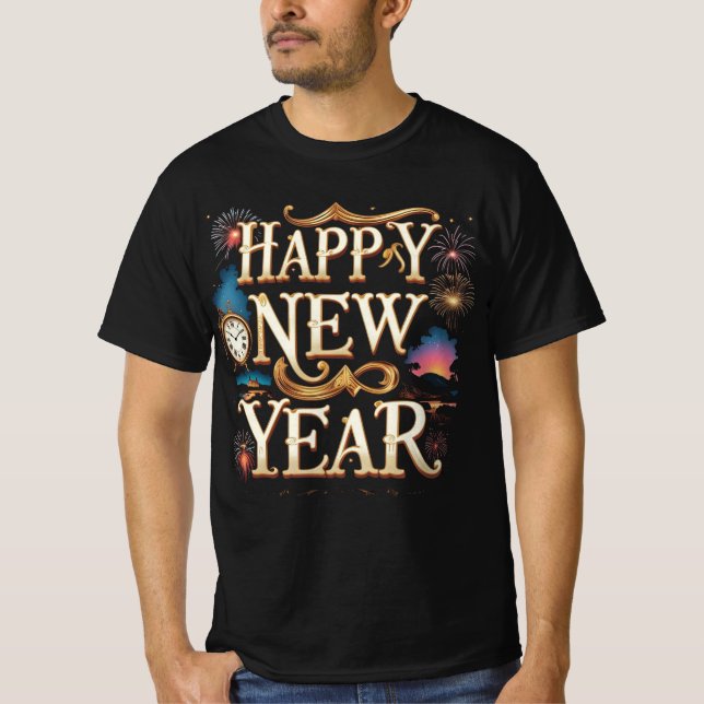 Happy New Year Festive Graphic T-Shirt (Front)