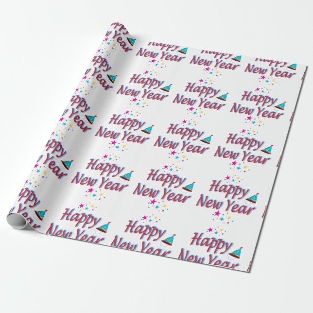 Happy New Year Festive Party Colorful Epic Wrapping Paper (Unrolled)