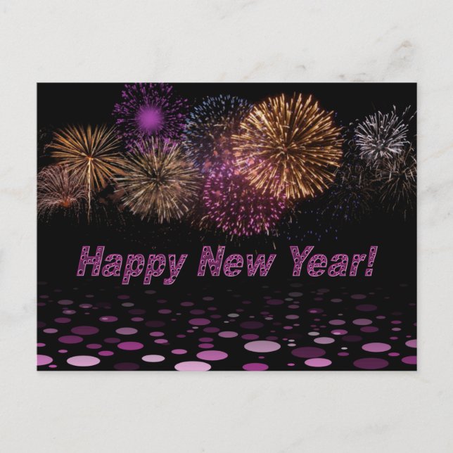 Happy New Year - Feuerwerk Holiday Postcard (Front)