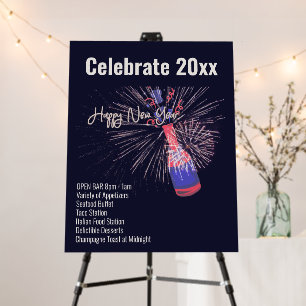 Happy New Year Firework Champagne Celebration Menu Foam Board