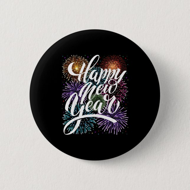 Happy New Year Firework Family Matching Men Women  Button (Front)