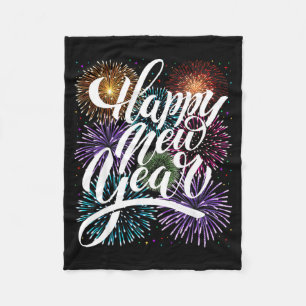 Happy New Year Firework Family Matching Men Women Fleece Blanket