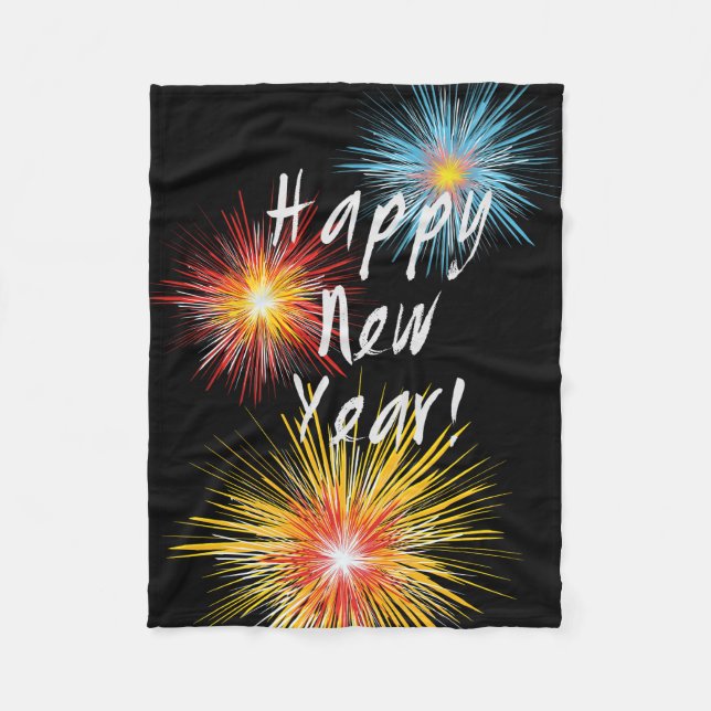 Happy New Year Firework Fleece Blanket (Front)
