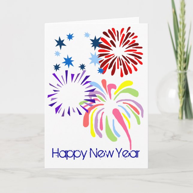 Happy New Year fireworks blank card (Front)