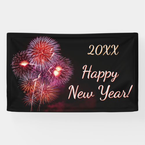 Happy New Year Fireworks Celebration Party Banner