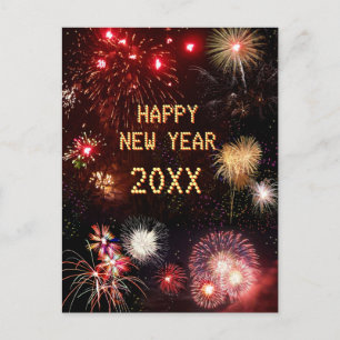 Happy New Year Fireworks (customizable) Postcard