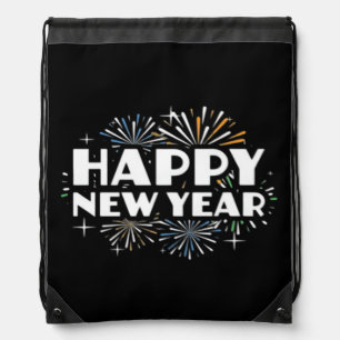 Happy New Year Fireworks Funny New Years Eve NYE E Drawstring Bag